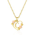 Load image into Gallery viewer, Dainty Floral Accented Heart Letter Initial Necklace