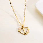 Load image into Gallery viewer, Dainty Floral Accented Heart Letter Initial Necklace