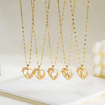Load image into Gallery viewer, Dainty Floral Accented Heart Letter Initial Necklace