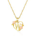 Load image into Gallery viewer, Dainty Floral Accented Heart Letter Initial Necklace