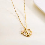 Load image into Gallery viewer, Dainty Floral Accented Heart Letter Initial Necklace