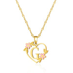 Load image into Gallery viewer, Dainty Floral Accented Heart Letter Initial Necklace