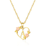 Load image into Gallery viewer, Dainty Floral Accented Heart Letter Initial Necklace