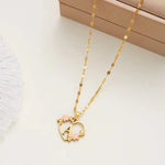 Load image into Gallery viewer, Dainty Floral Accented Heart Letter Initial Necklace