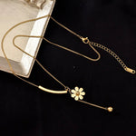 Load image into Gallery viewer, Dainty Floral Bar Dangle Necklace