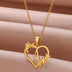 Load image into Gallery viewer, Dainty Floral Heart Letter Initial Necklace