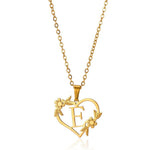 Load image into Gallery viewer, Dainty Floral Heart Letter Initial Necklace