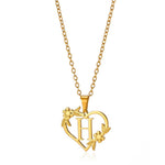 Load image into Gallery viewer, Dainty Floral Heart Letter Initial Necklace