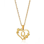 Load image into Gallery viewer, Dainty Floral Heart Letter Initial Necklace