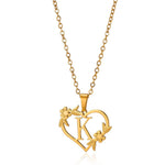 Load image into Gallery viewer, Dainty Floral Heart Letter Initial Necklace