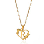 Load image into Gallery viewer, Dainty Floral Heart Letter Initial Necklace