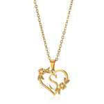 Load image into Gallery viewer, Dainty Floral Heart Letter Initial Necklace