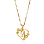 Load image into Gallery viewer, Dainty Floral Heart Letter Initial Necklace