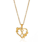 Load image into Gallery viewer, Dainty Floral Heart Letter Initial Necklace