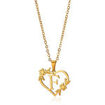Load image into Gallery viewer, Dainty Floral Heart Letter Initial Necklace