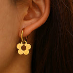 Load image into Gallery viewer, Dainty Floral Hoop Earrings