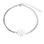 Load image into Gallery viewer, Dainty Four Leaf Clover Layered Chain Bracelet