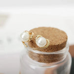 Load image into Gallery viewer, Dainty Gold Accented Heart Pearl Stud Earrings