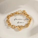 Load image into Gallery viewer, Dainty Gold Chain Link Heart Bracelet