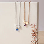 Load image into Gallery viewer, Dainty Heart & Birthstone Letter Initial Necklace