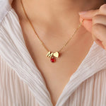 Load image into Gallery viewer, Dainty Heart & Birthstone Letter Initial Necklace