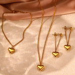 Load image into Gallery viewer, Dainty Heart Chain Necklace, Bracelet, and Earring Set