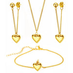 Load image into Gallery viewer, Dainty Heart Chain Necklace, Bracelet, and Earring Set