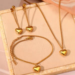 Load image into Gallery viewer, Dainty Heart Chain Necklace, Bracelet, and Earring Set