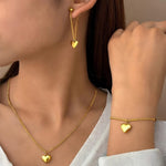 Load image into Gallery viewer, Dainty Heart Chain Necklace, Bracelet, and Earring Set