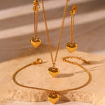 Load image into Gallery viewer, Dainty Heart Chain Necklace, Bracelet, and Earring Set