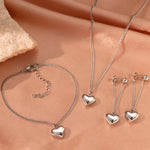 Load image into Gallery viewer, Dainty Heart Chain Necklace, Bracelet, and Earring Set
