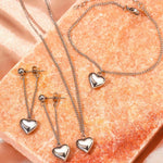 Load image into Gallery viewer, Dainty Heart Chain Necklace, Bracelet, and Earring Set