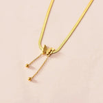 Load image into Gallery viewer, Dainty Herringbone Butterfly Dangle Necklace