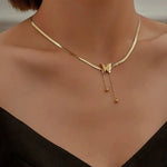 Load image into Gallery viewer, Dainty Herringbone Butterfly Dangle Necklace