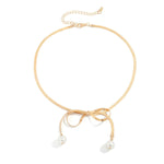 Load image into Gallery viewer, Dainty Herringbone Pearl Bow Necklace