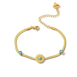 Load image into Gallery viewer, Dainty Herringbone Turquoise Stone Bracelet