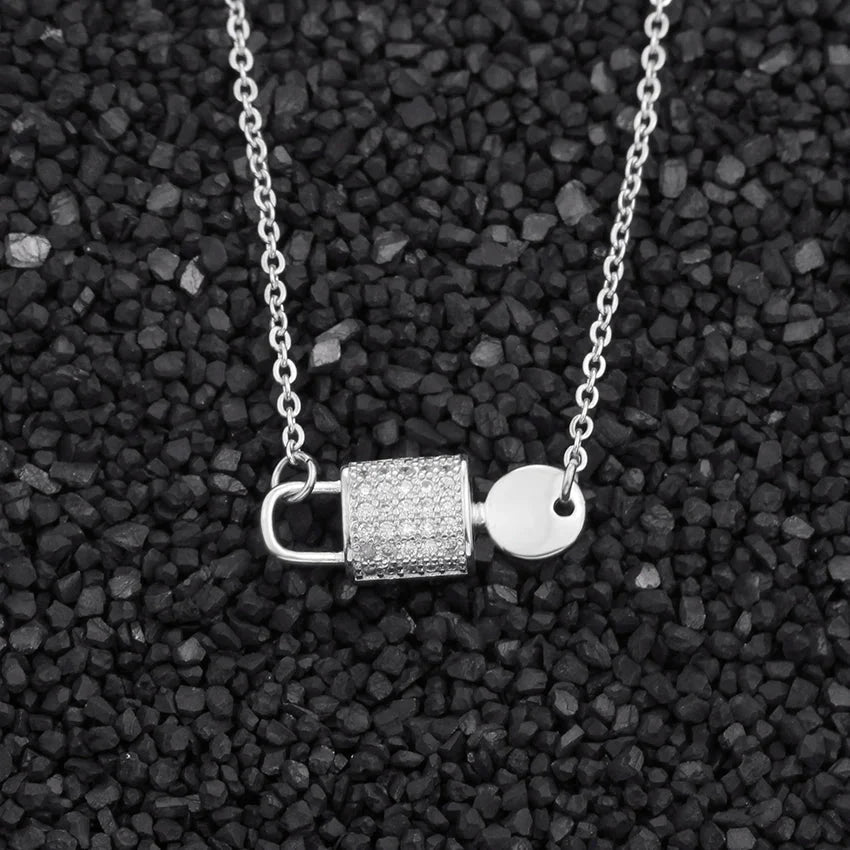 Dainty lock and key lovers necklace