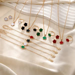 Load image into Gallery viewer, Dainty Lucky Floral Clover Necklace, Bracelet, Earrings, and Rings Set