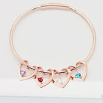 Load image into Gallery viewer, Dainty Name & Birthstone Heart Charm Bangle Bracelet & Necklace