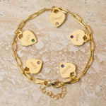 Load image into Gallery viewer, Dainty Name & Birthstone Heart Charm Paperclip Bracelet
