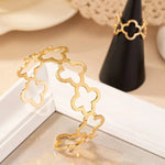 Load image into Gallery viewer, Dainty Open Clover Adjustable Bracelet and Ring Set