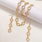 Load image into Gallery viewer, Dainty Open Clover Choker Necklace, Bracelet, Earring Set