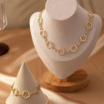 Load image into Gallery viewer, Dainty Open Clover Choker Necklace, Bracelet, Earring Set