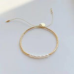 Load image into Gallery viewer, Dainty Pearl Golden Beaded Bracelet