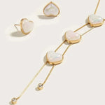 Load image into Gallery viewer, Dainty Pearl Heart Lariat Necklace and Earrings Set