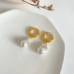 Load image into Gallery viewer, Dainty Pearl Huggie Earrings