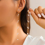 Load image into Gallery viewer, Dainty Pearl Long Tassel Earrings