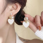 Load image into Gallery viewer, Dainty Pearl Stud Heart Shell Earrings