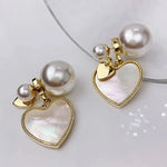 Load image into Gallery viewer, Dainty Pearl Stud Heart Shell Earrings