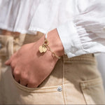 Load image into Gallery viewer, Dainty Personalized Double Heart Pearl Paperclip Chain Bracelet